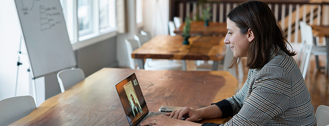 Somebody watching a video on her computer